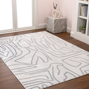 Alcina Modern Scandinavian Graphic Lines High-Low Area Rug